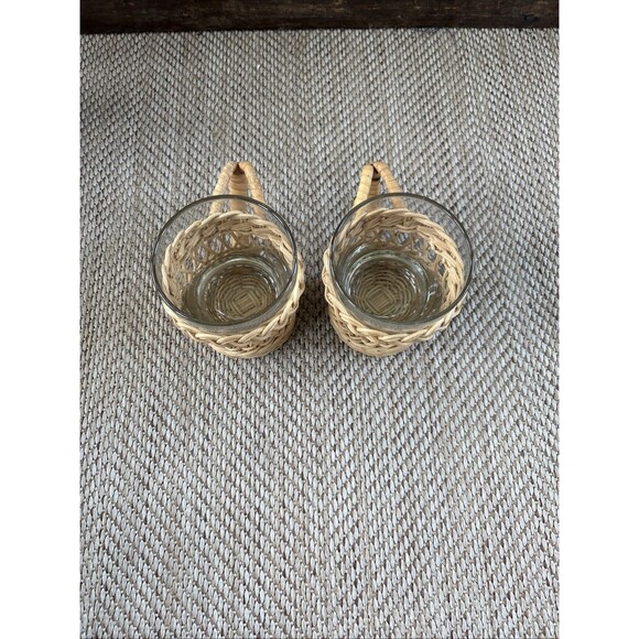 Vintage Wicker Set Picture And Glasses - Picture 7 of 8
